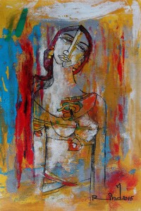 A. S. Rind, Untitled, 8 x 10 Inch, Acrylics on Paper, Figurative, Painting- AC-ASR-048